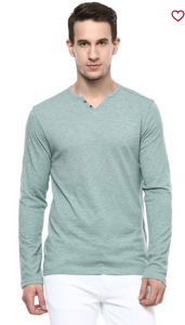 Green Full Sleeves V-Neck T-Shirt