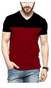 Men's Cotton T-Shirt Black Maroon Casual T-Shirt