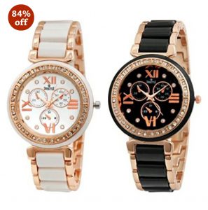 Swisstyle Analogue White Dial & Black Dial Womens Watches (Ss-703W-703B)(Set of 2) 