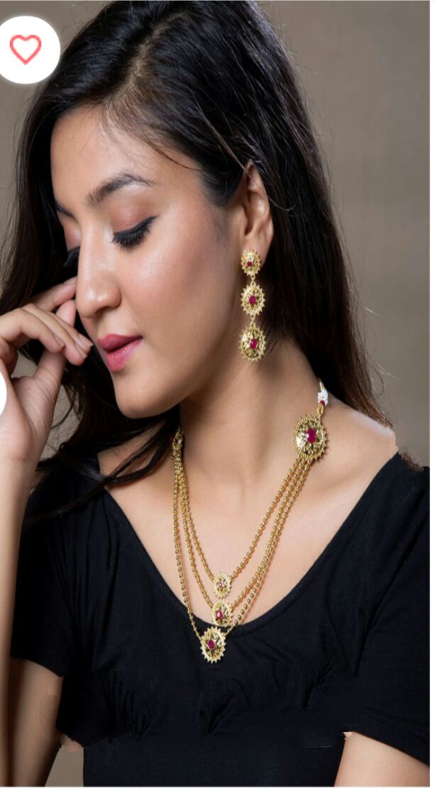 Gold Plated Layer Necklace Set from Jhankar