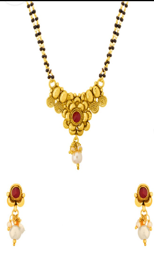 Ethnic Mangalsutra Set with White Pearls